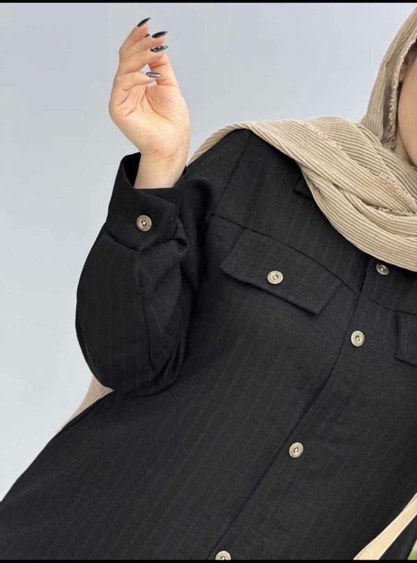 مانتو مشکی دکمه دار دو سایزی