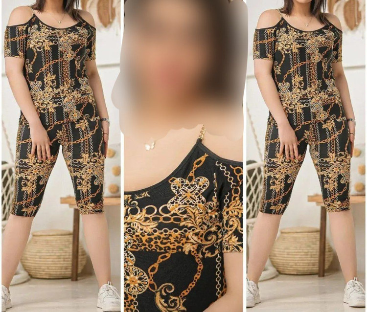 ست تیشرت شلوارک سرشانه زنجیری